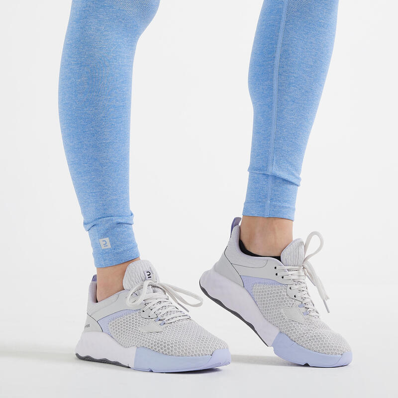 Zapatillas fitness 520 Mujer Domyos blanco y azules