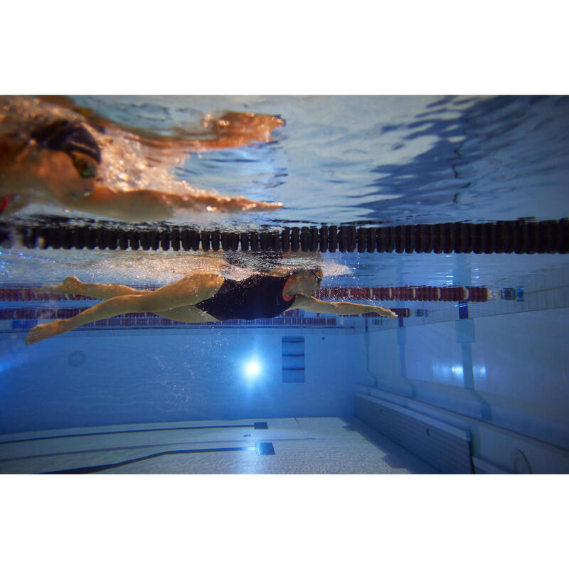 Bañador Mujer natación negro 900 espalda abierta en X