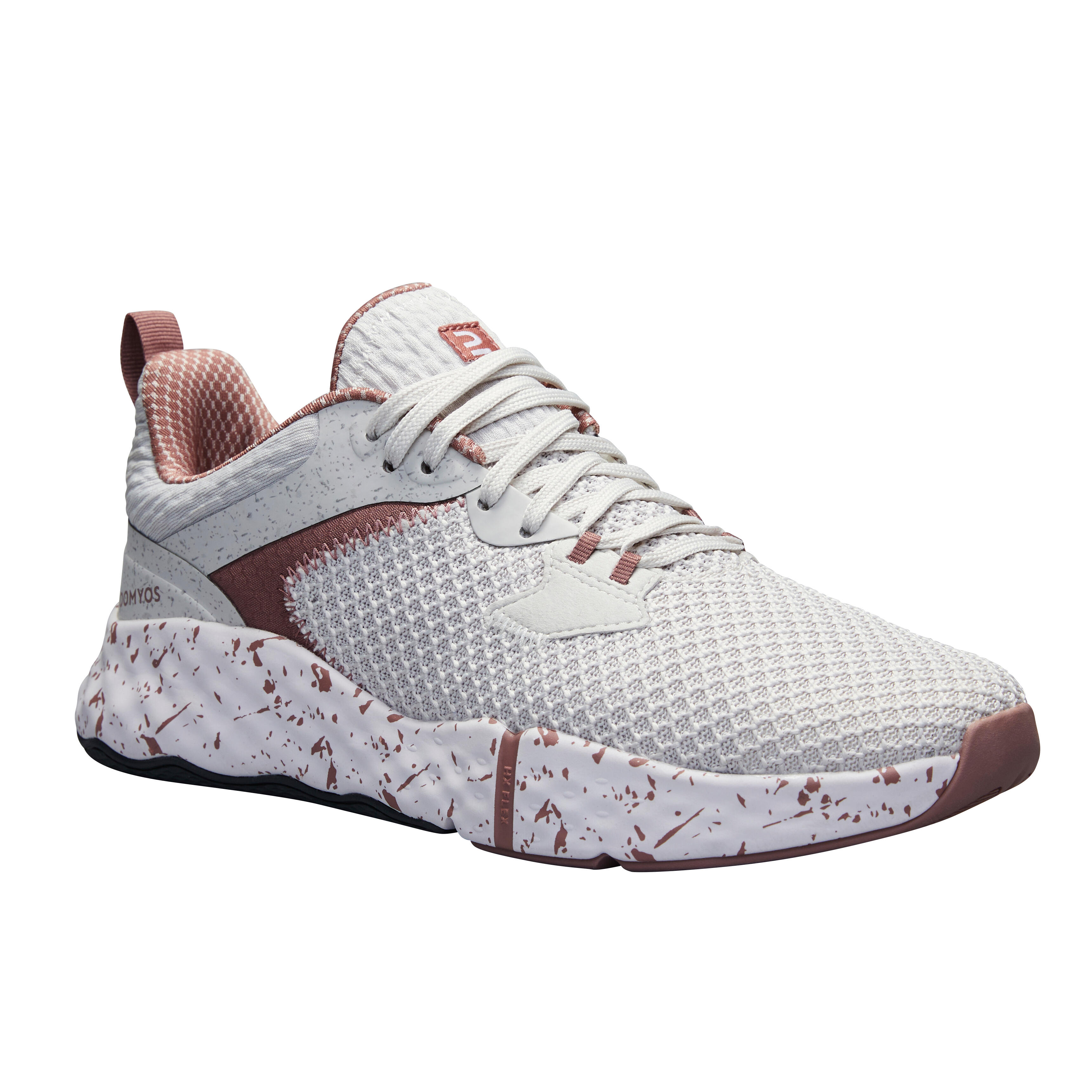 chaussures de fitness 520 femme blanches et roses - domyos