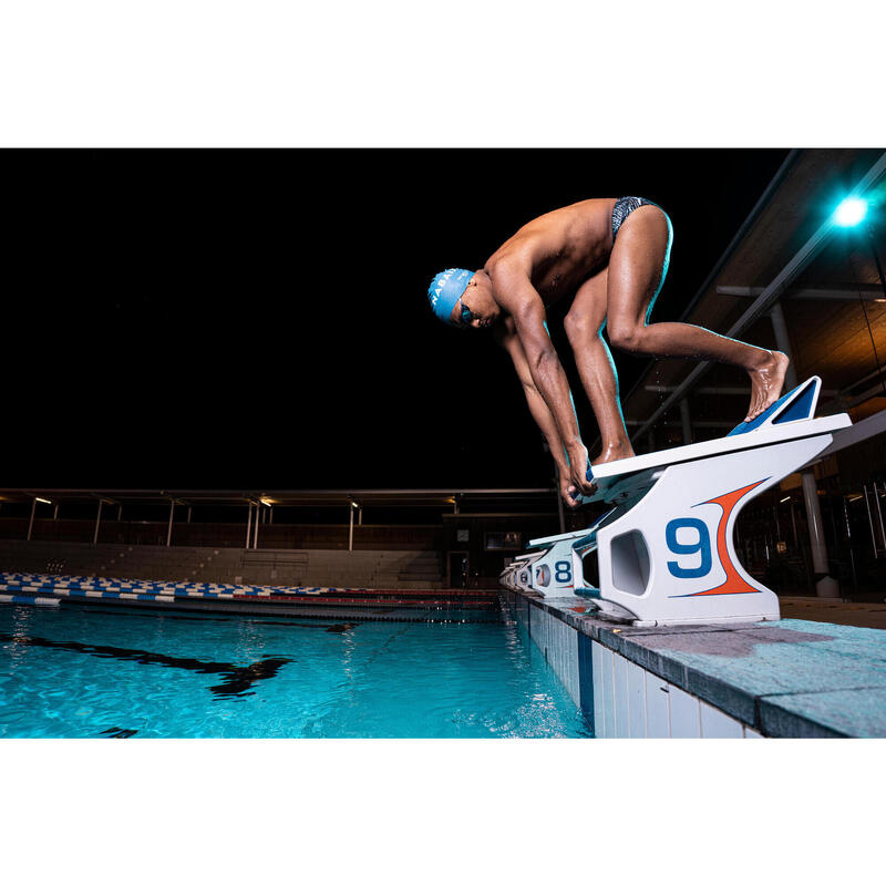 Bañador Hombre natación slip negro azul.