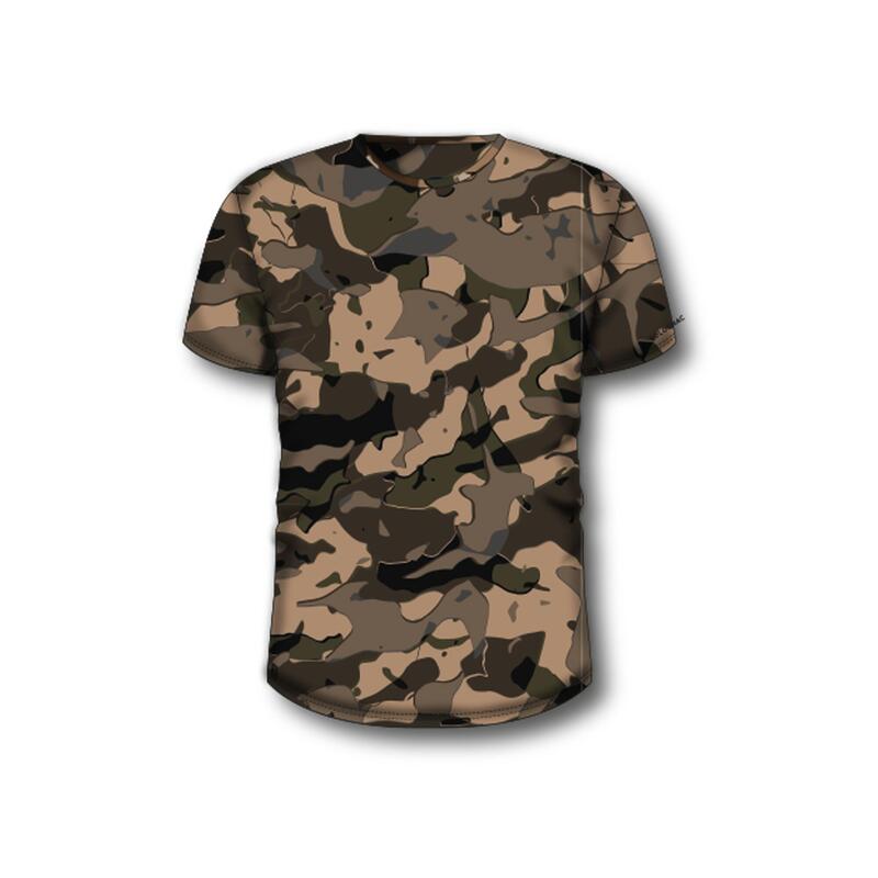 T-shirt manches courtes chasse 100 camouflage WL V1 marron