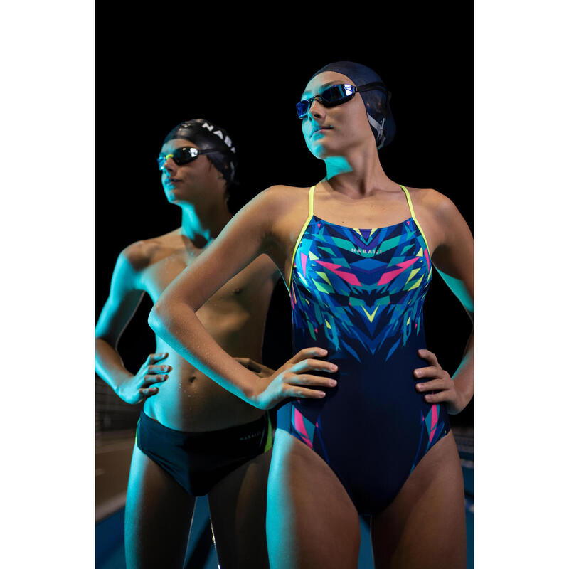 Chloorbestendig sportbadpak voor zwemmen meisjes Lexa Kali blauw