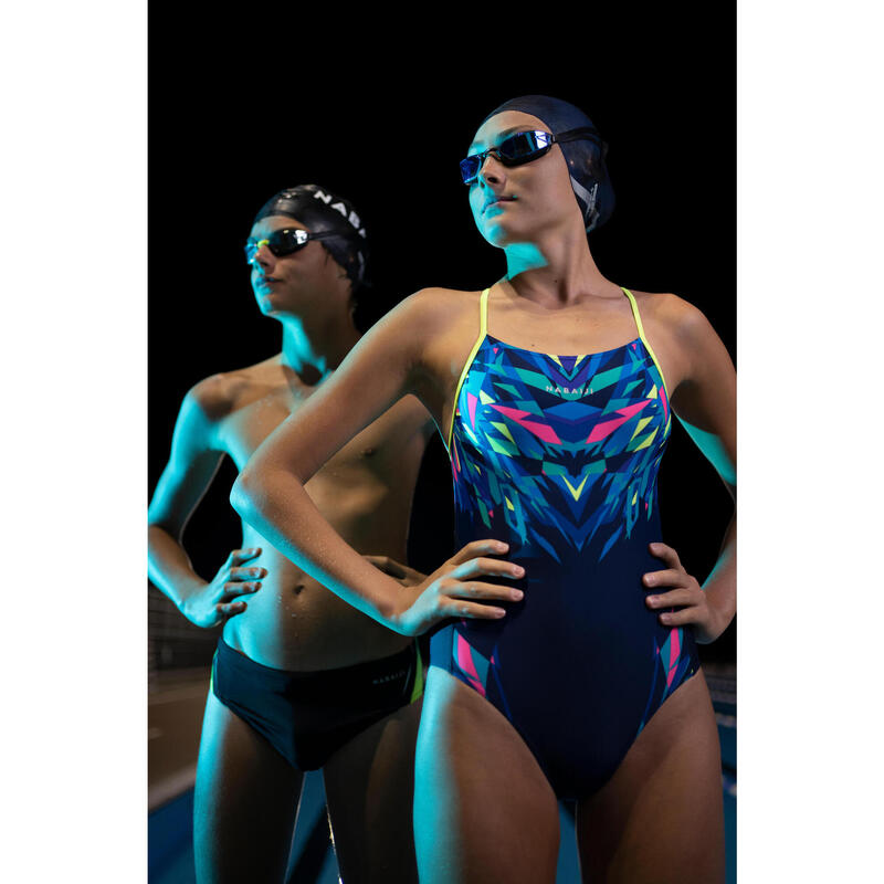 Maillot de bain de natation une pièce fille résistant chlore Lexa kali bleu