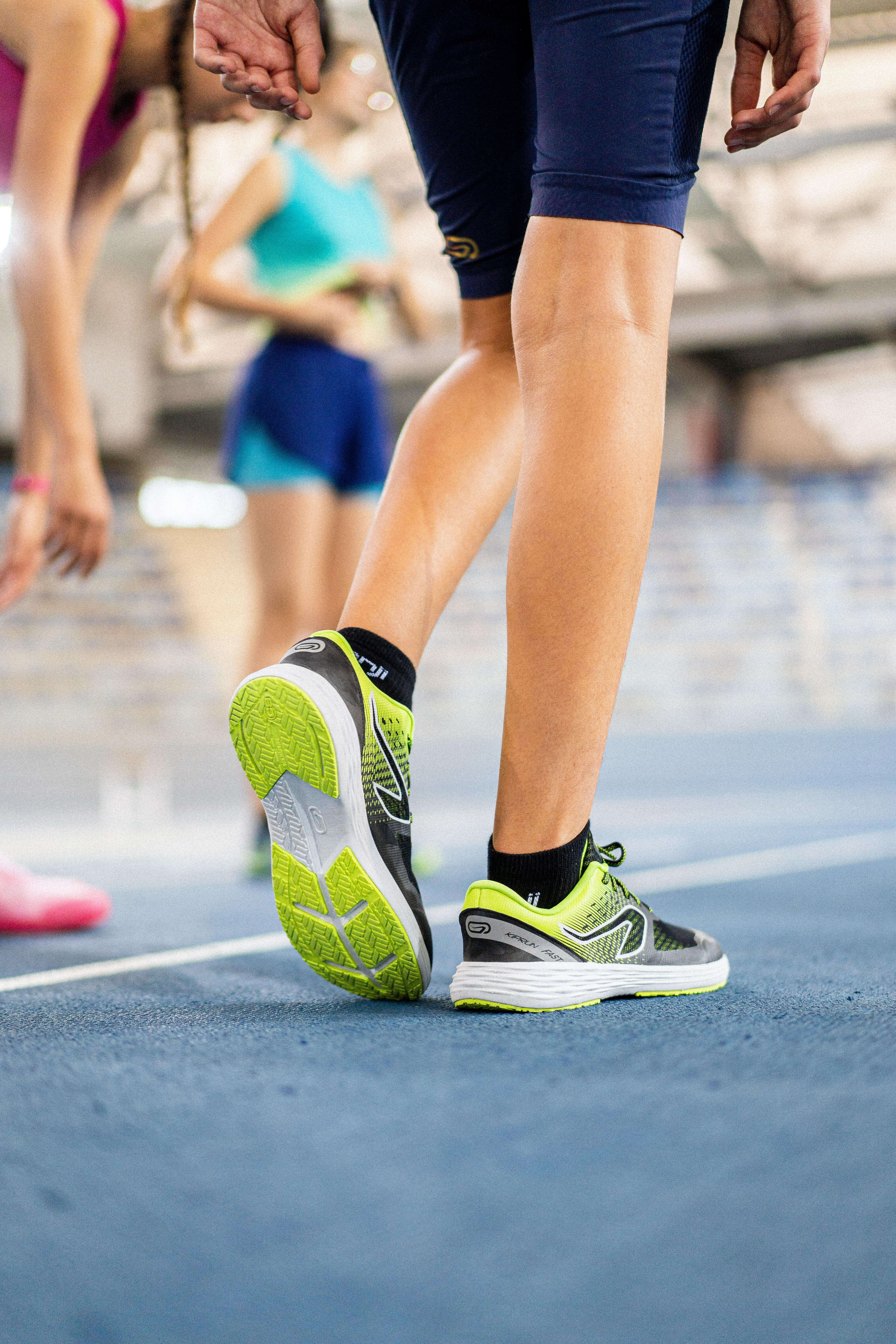 Kids' Running Shoes - Black/Green - Black, Fluo lime yellow