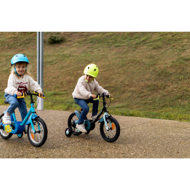 Kinderfahrrad 14 Zoll 500 Monster schwarz/türkis