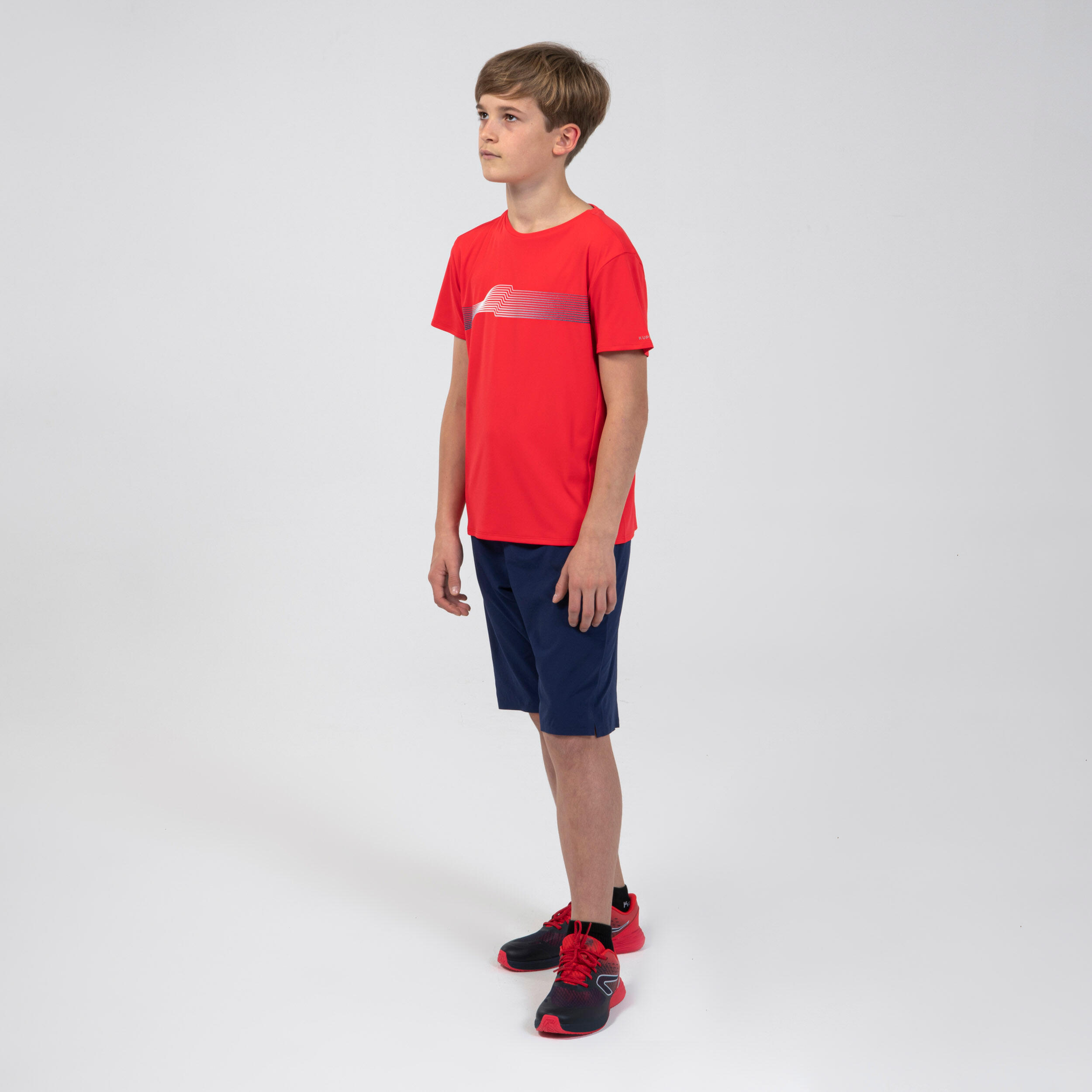 AT 500 Boys' running and athletics tank top - blue/red 7/8