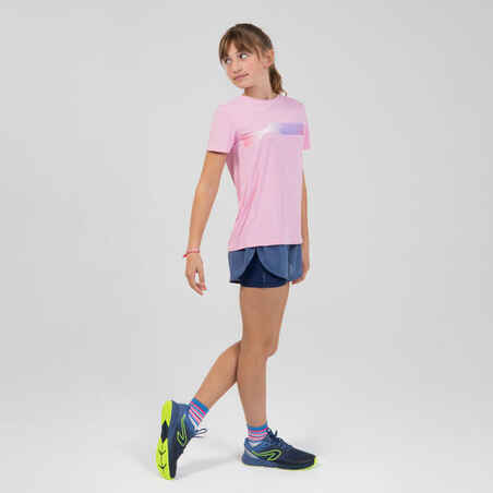Laufshirt kurzarm Leichtathletik AT 300 Kiprun Track Kinder rosa
