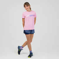 Laufshirt kurzarm Leichtathletik AT 300 Kiprun Track Kinder rosa