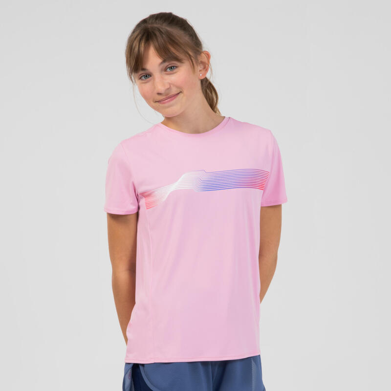 T-shirt voor hardlopen en atletiek kinderen AT 300 Track roze