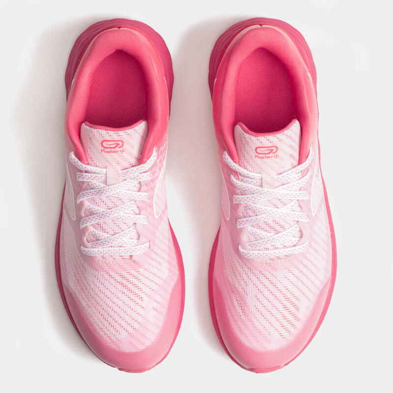 Calçado de corrida criança -  Kiprun fast rosa e branco