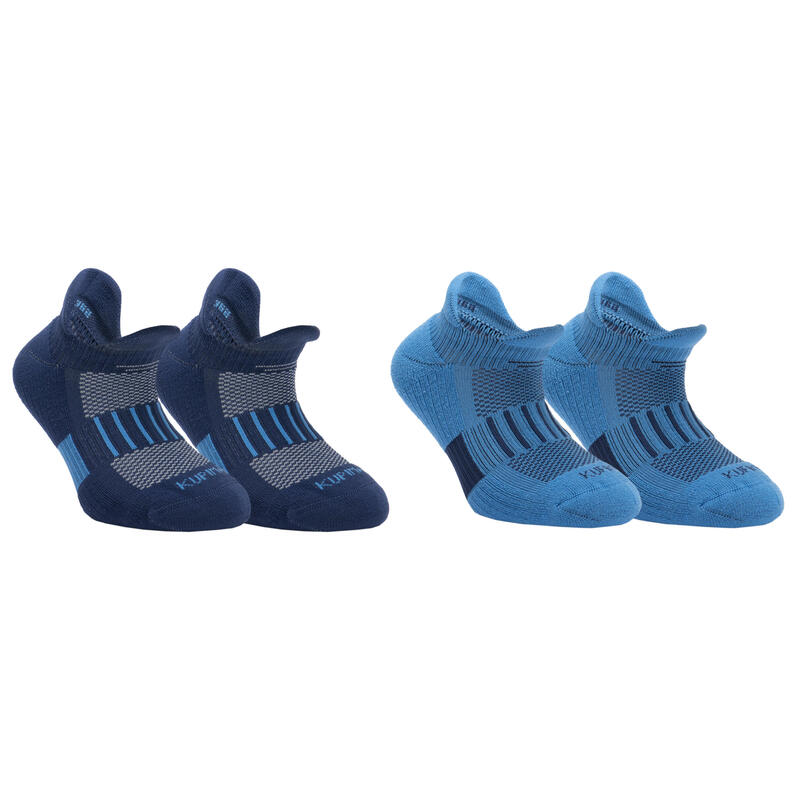兒童跑步隱形襪兩雙入 - 軍藍色和藍色
