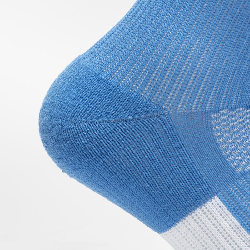Kids' Socks AT 500 Mid 2-Pack - Blue and White Blue Grey stripes