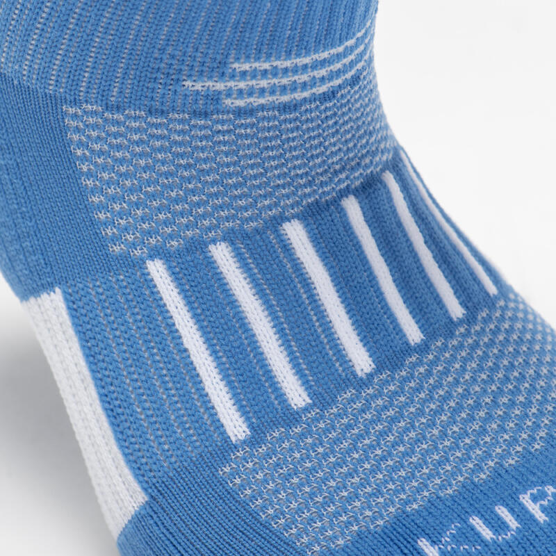 Kids' Socks AT 500 Mid 2-Pack - Blue and White Blue Grey stripes