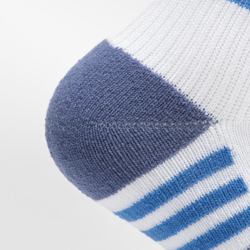 Kids' Socks AT 500 Mid 2-Pack - Blue and White Blue Grey stripes