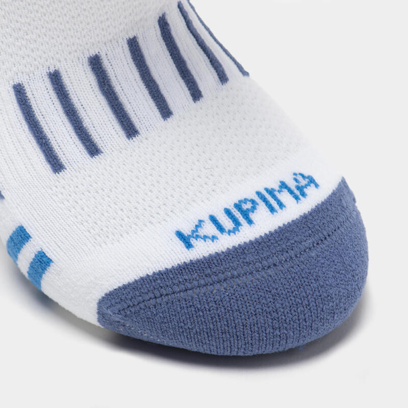 兒童中筒襪 AT 500 兩雙入 - 藍色和白色、藍色、灰色條紋