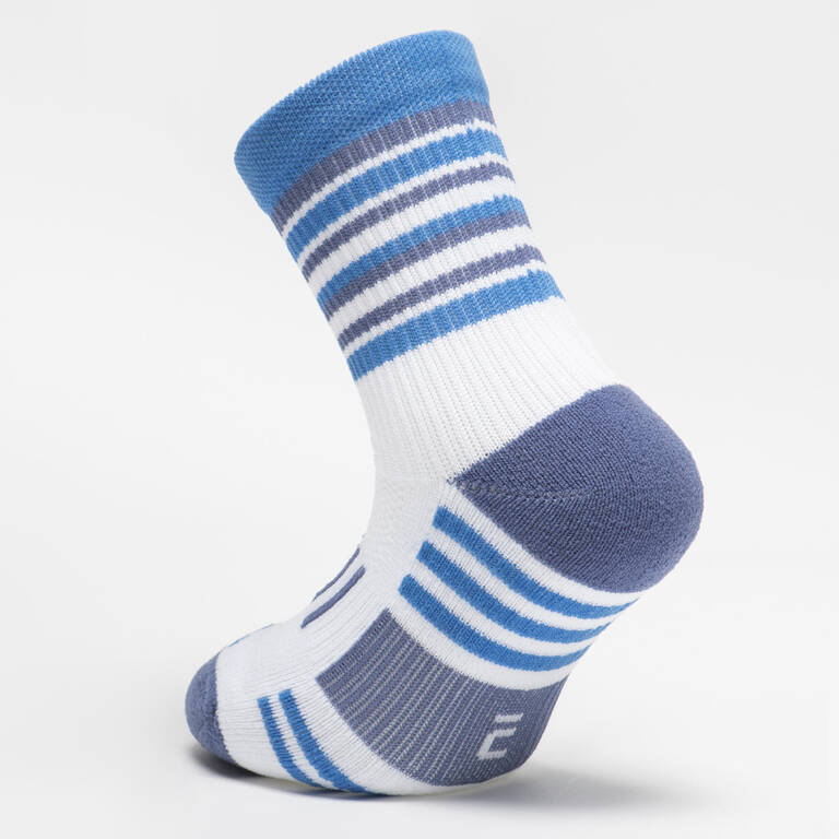 KIPRUN 500 MID kids' comfort running socks 2-pack - blue and white