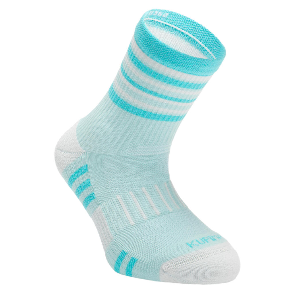 Laufsocken Mid Kinder 2er Pack - 500 Comfort blau/grün gestreift 