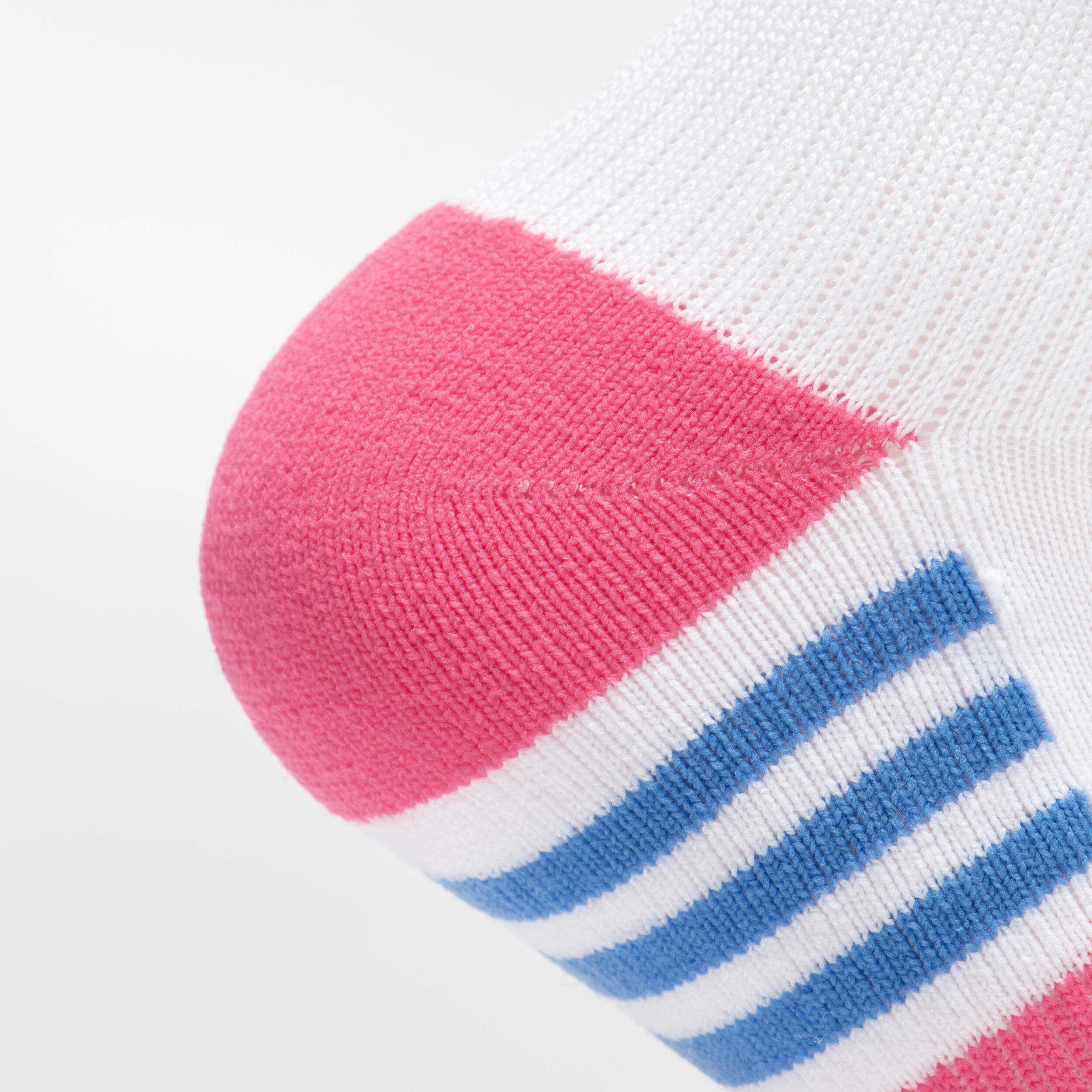 Kids' Socks AT 500 Mid 2-Pack - Plain Pink and White Pink Blue Stripes 7/17