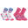 兒童中筒襪 AT 500 兩雙入 - 素面粉色和白色、粉色、藍色條紋