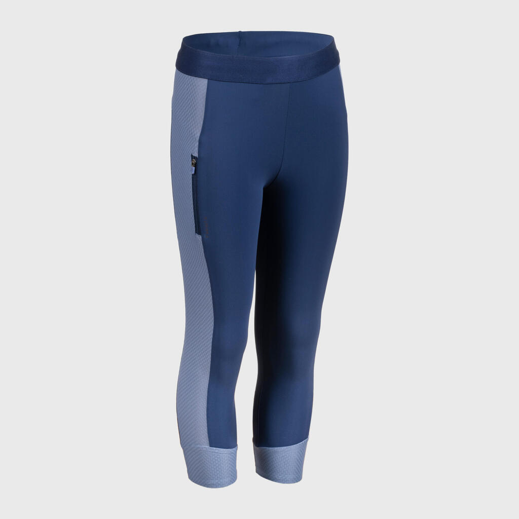 KIPRUN DRY+ Girls' Running and Athletics Cropped Bottoms - Denim Blue