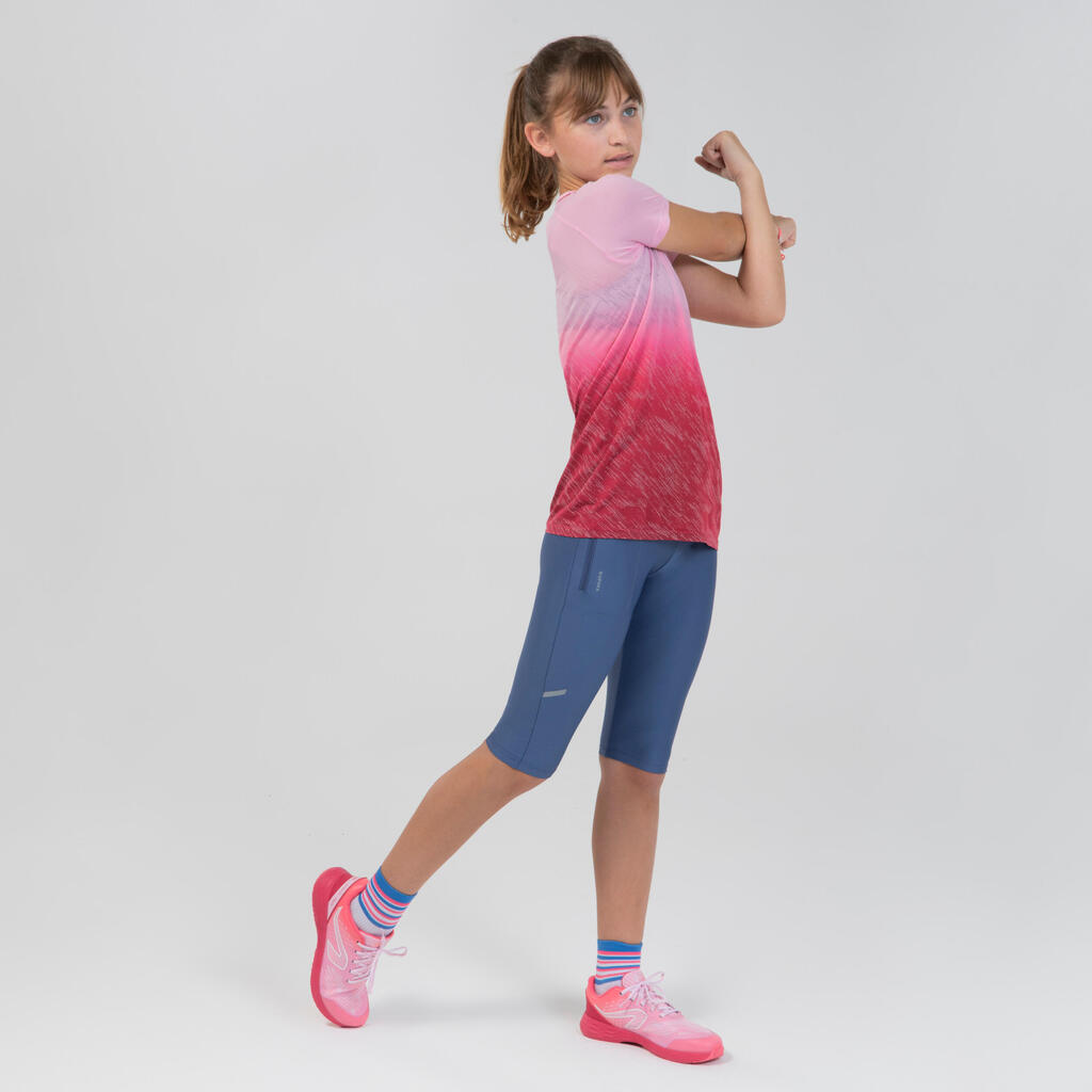 Laufshirt kurzarm Leichtathletik Kiprun Care Kinder rosa