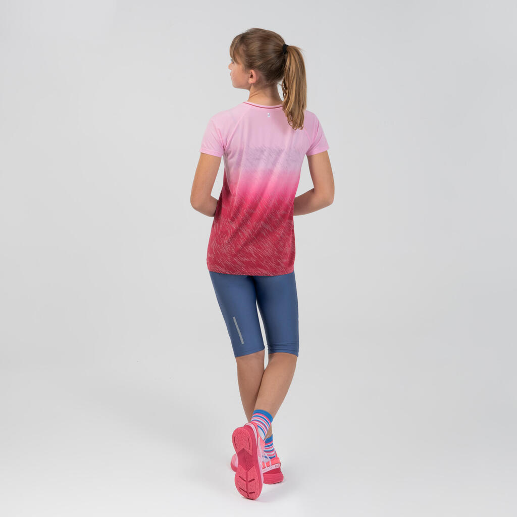 Laufshirt kurzarm Leichtathletik Kiprun Care Kinder rosa