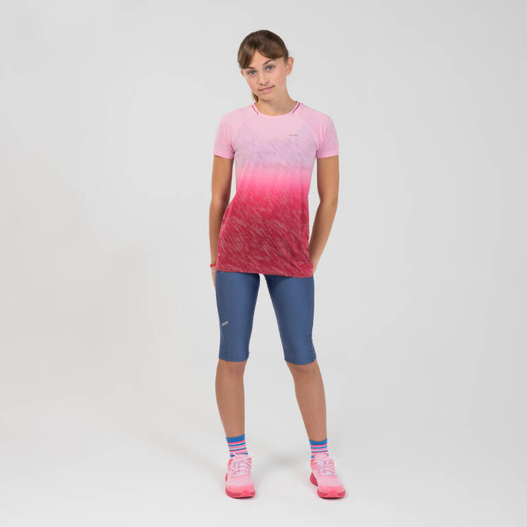 Kids' cropped bottoms-KIPRUN dry - denim