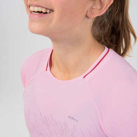 Kaos Lari dan Atletik Lengan Pendek KIPRUN Care Anak Perempuan - Pink