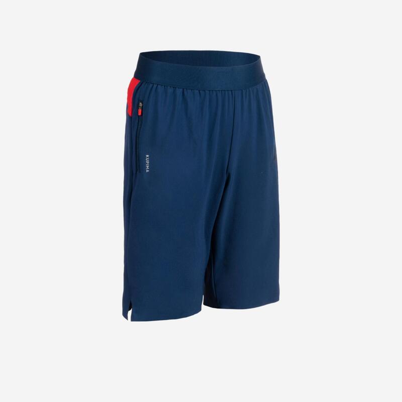 Jongensshort voor hardlopen en atletiek AT 500 blauw/rood