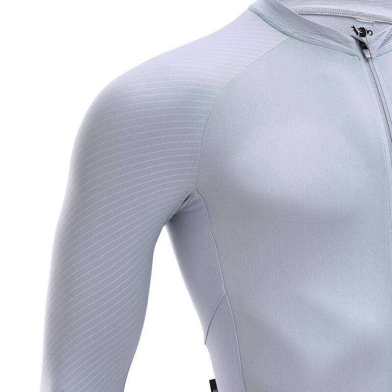 Fietsshirt met lange mouwen heren UV-bescherming Racer Ultralight grijs