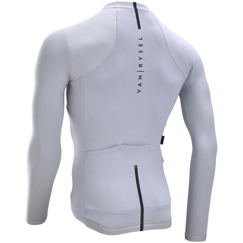 Fietsshirt met lange mouwen heren UV-bescherming Racer Ultralight grijs