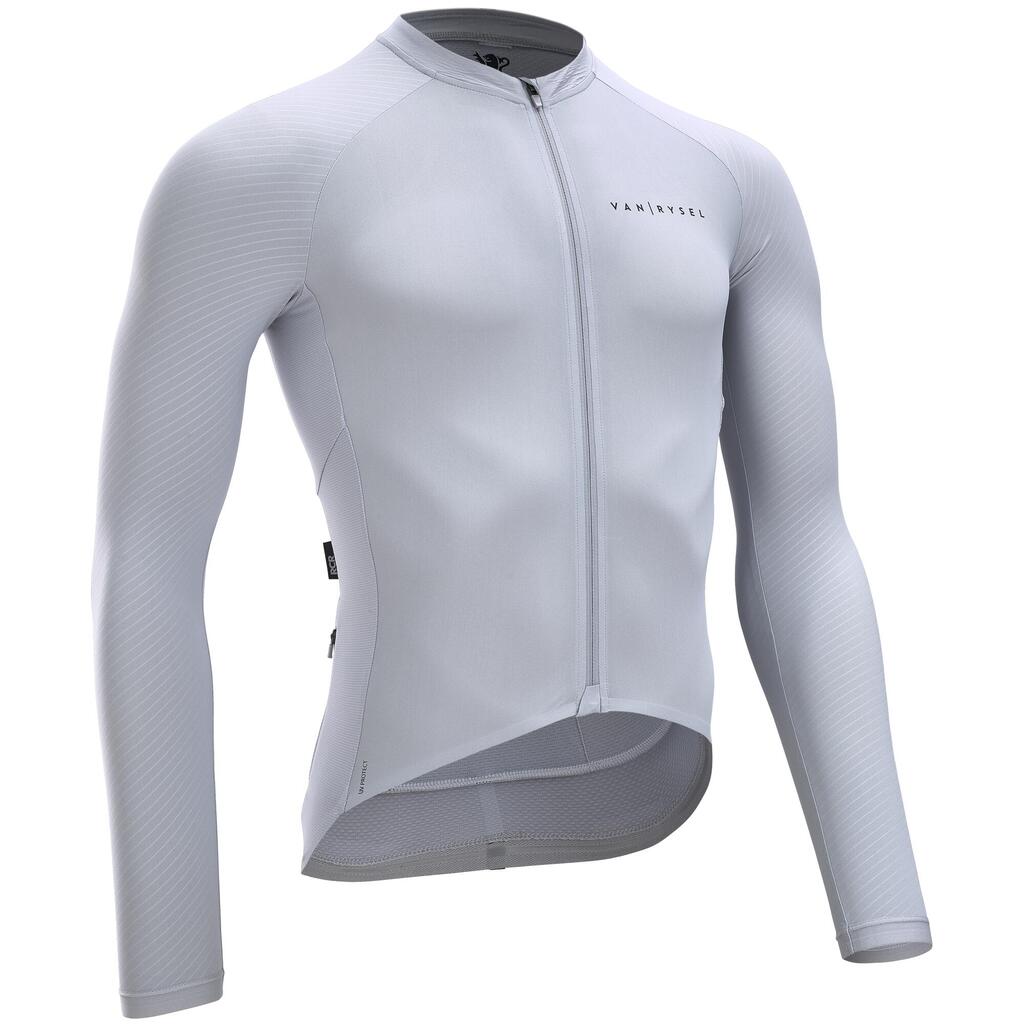 Men's long-sleeved uvp road cycling summer jersey racer ultralight - grey