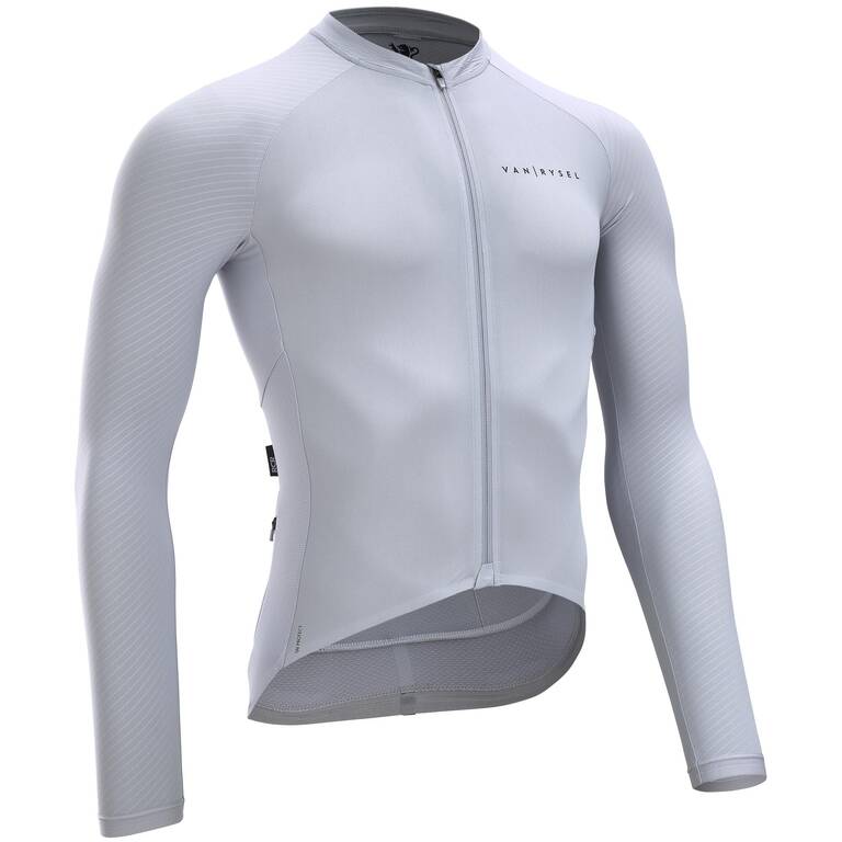 Men's Long-Sleeved UVP Road Cycling Summer Jersey Racer Ultralight - Grey