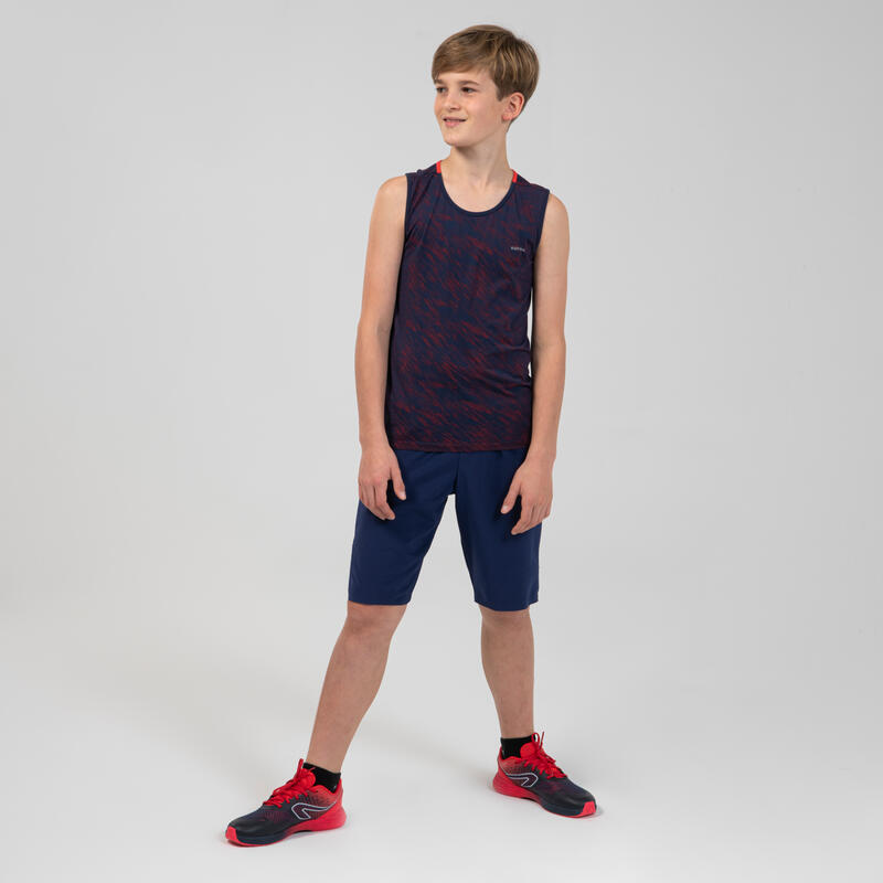 Canotta atletica bambino AT 500 KIPRUN CARE azzurro-rosso