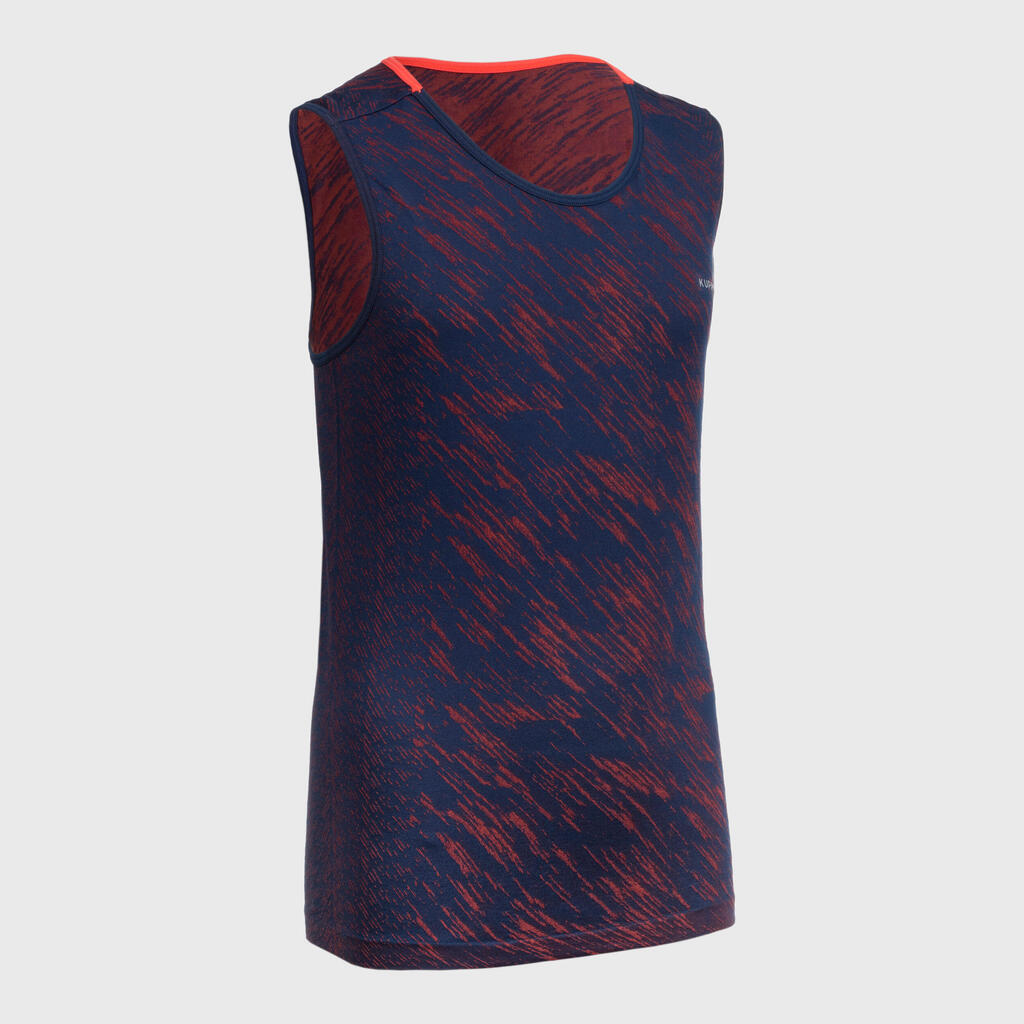 Kiprun Care Kids' Running and Athletics Breathable Tabk Top - Blue/Red