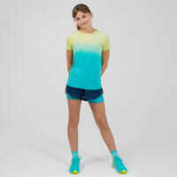 KIPRUN Care Girls' running and athletics T-shirt short-sleeved aqua