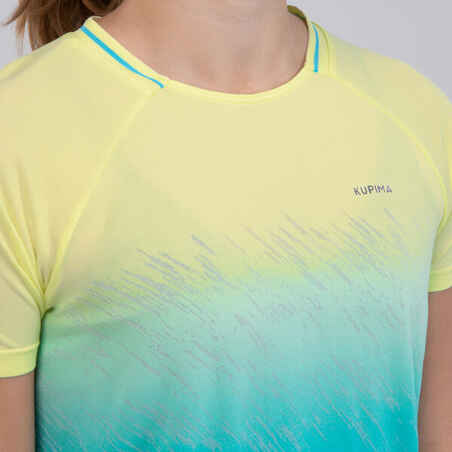 KIPRUN Care Girls' running and athletics T-shirt short-sleeved aqua