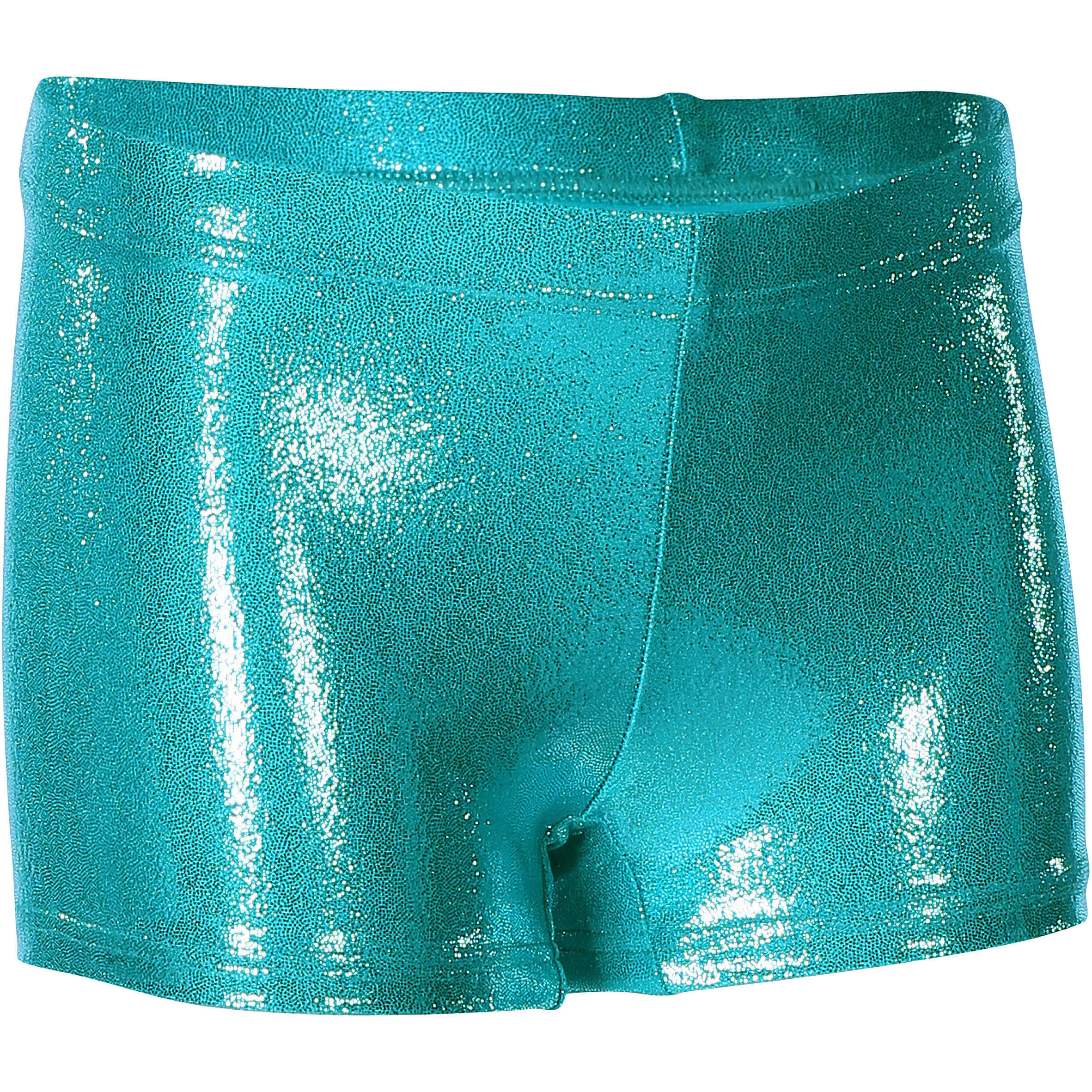 DOMYOS Girls' Glitter Gym Shorty - Blue/Turquoise