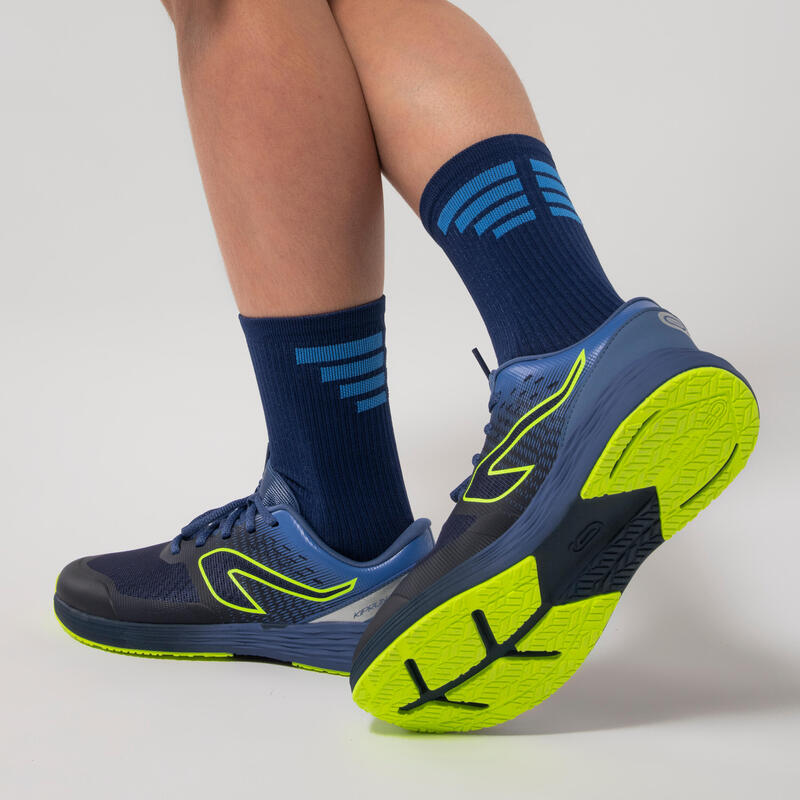 Kids' Running Socks AT 500 Comfort High 2-Pack - Navy and Blue
