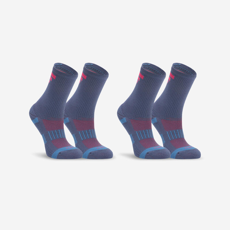 Lot X2 de chaussettes running Enfant confort - KIPRUN 500 UC denim et roses