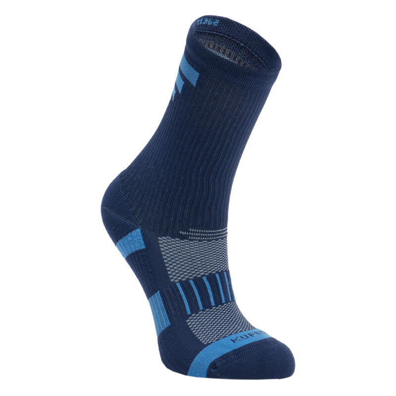 兒童高筒田徑襪 AT 500 Comfort 兩雙入 - 軍藍色和藍色