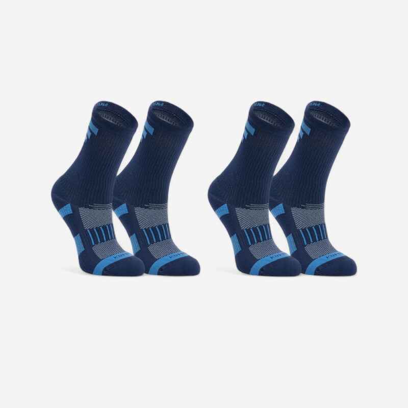Sportsocken Laufsocken AT 500 Comfort hoch 2 Paar Kinder marineblau/blau