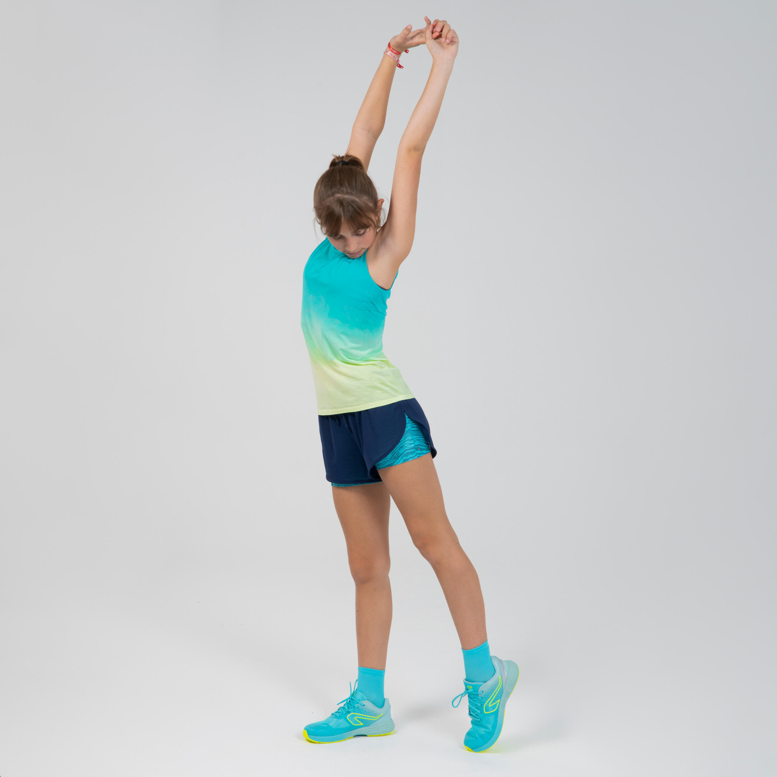 Kiprun Care girl's running and athletics tank aqua 3/18