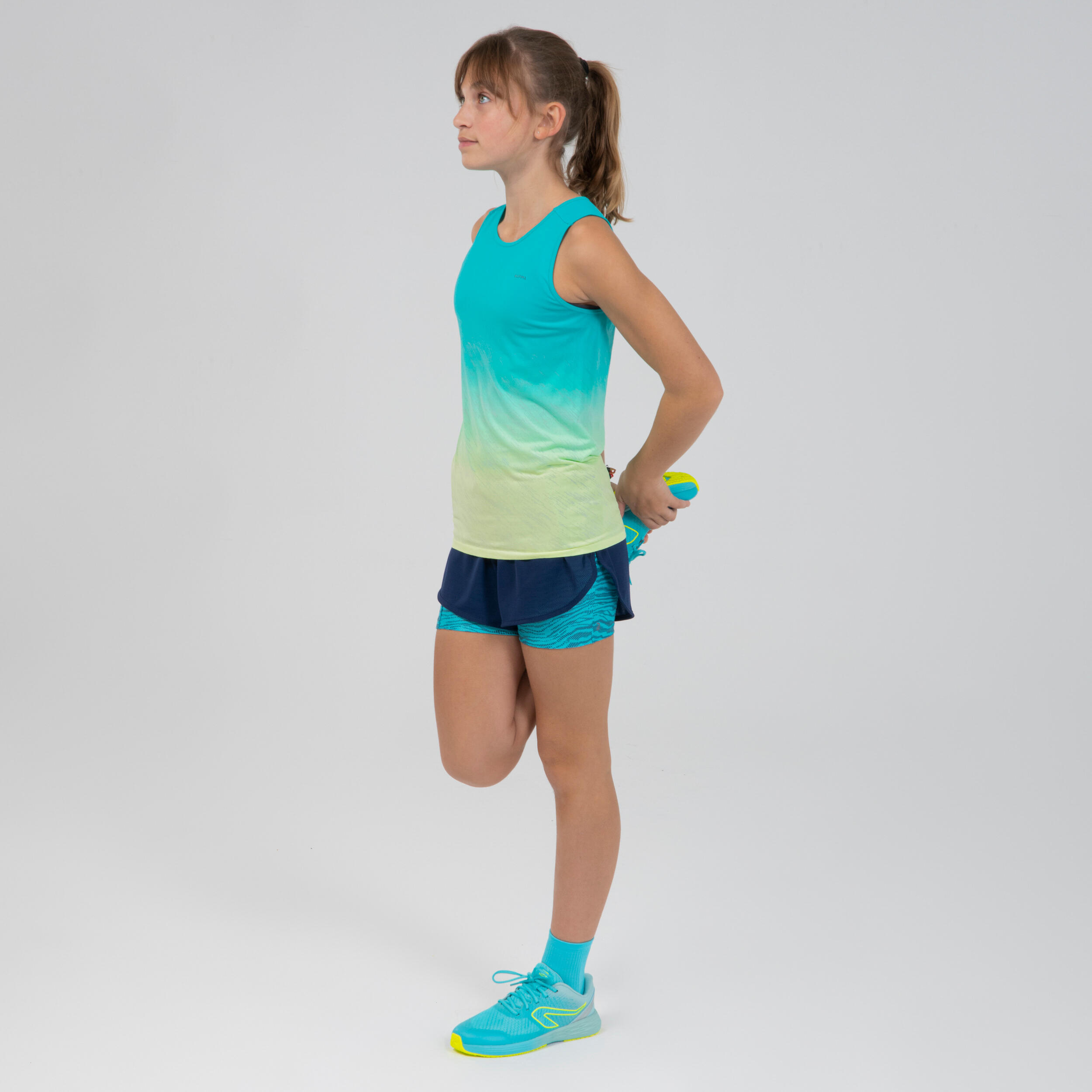 Kiprun Care girl's running and athletics tank aqua 2/18