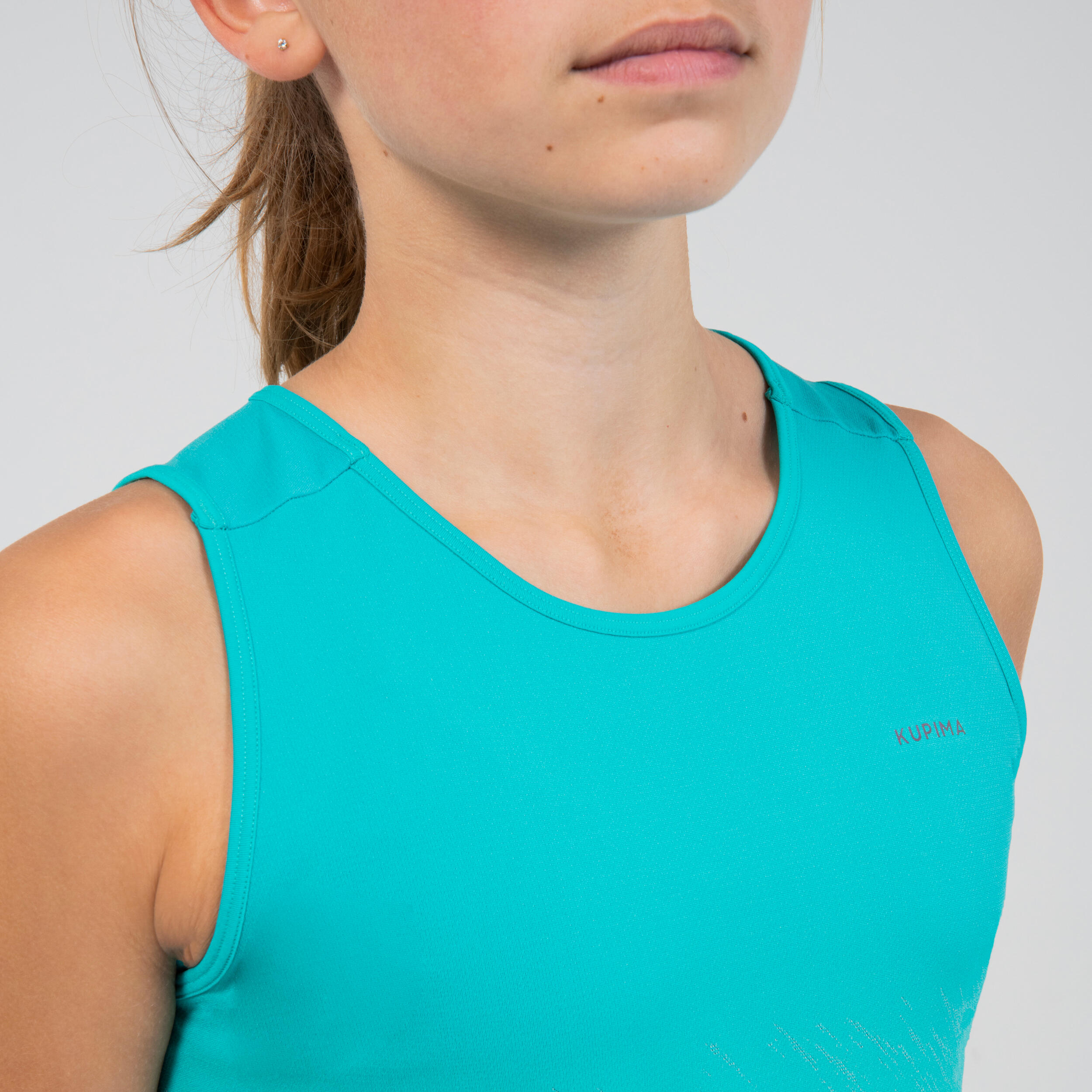 Kiprun Care girl's running and athletics tank aqua 8/18
