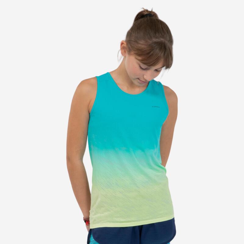 Débardeur fille running et athlétisme kiprun care turquoise