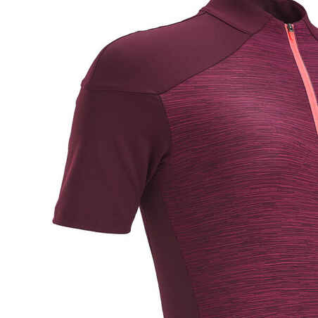 Women's Short-Sleeved Road Cycling Jersey 500 - Burgundy