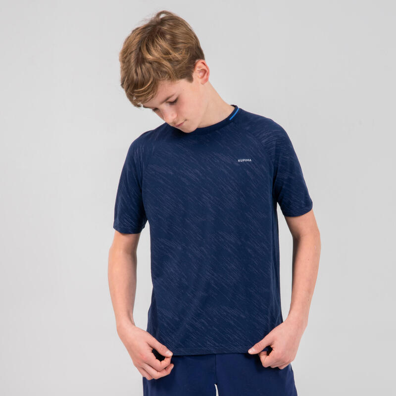 Camiseta atletismo manga corta Niños AT 500 azul