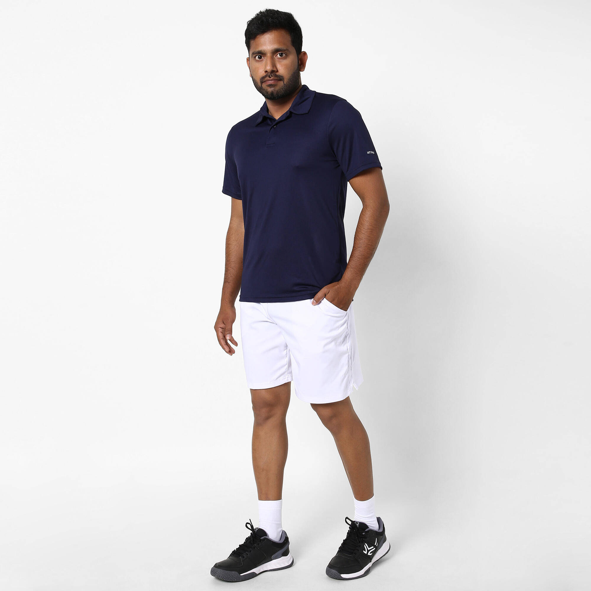 Men Tennis Short Sleeved Polo Shirt Dry 100 Navy Blue -  4