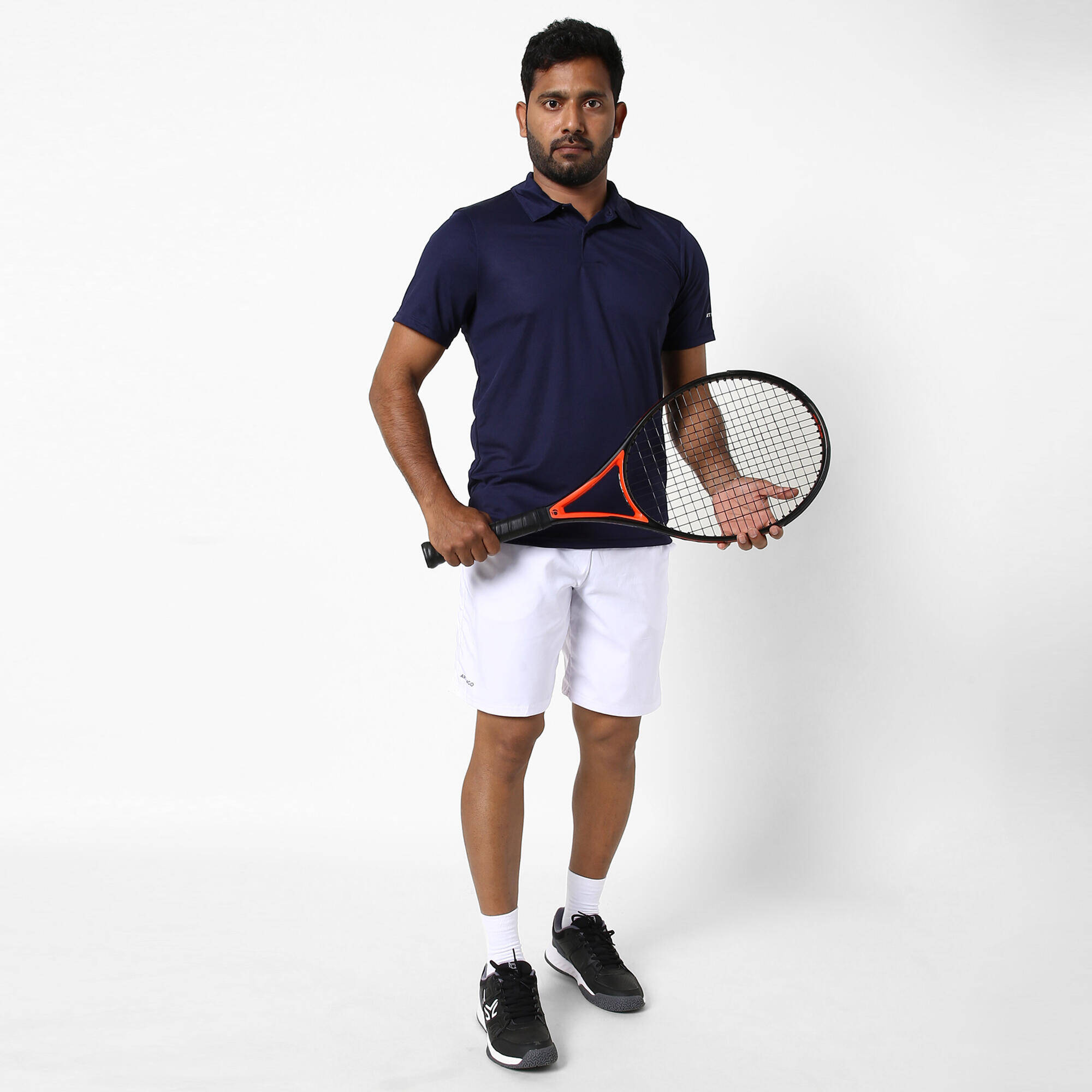 Men Tennis Short Sleeved Polo Shirt Dry 100 Navy Blue -  3